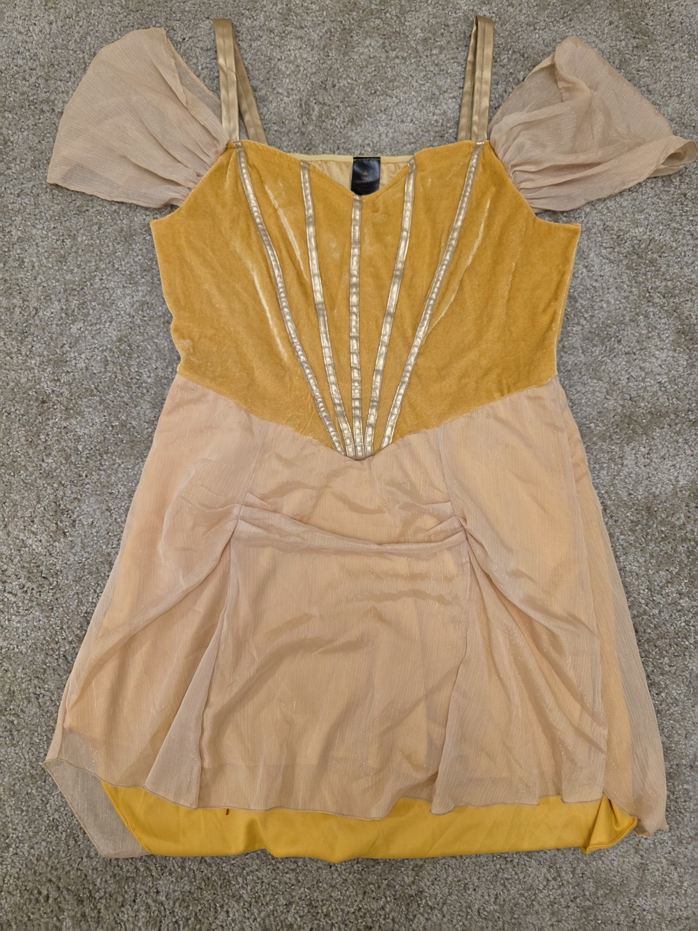 Disney Yellow Velvet & Gold Costume with Gold Trim Womens XL